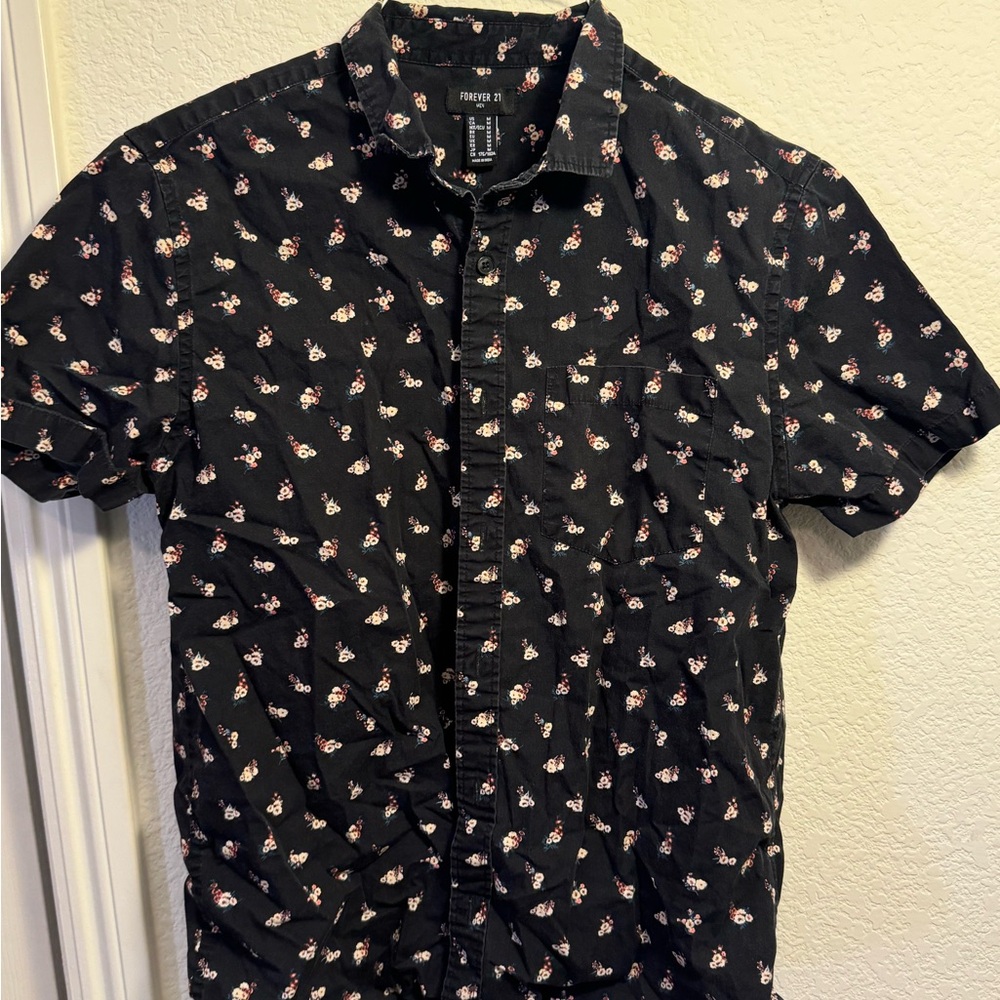 Forever 21 Black Button Up T shirt